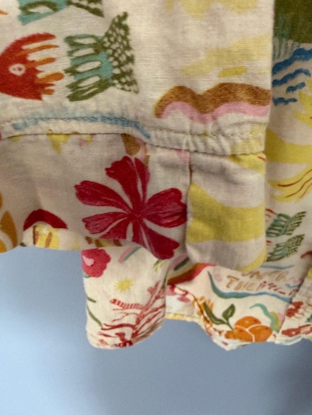 Calypso St. Barth L tropical Print Button-Up Shirt Palm Fruit Floral 3/4 Sleeve - Picture 5 of 7